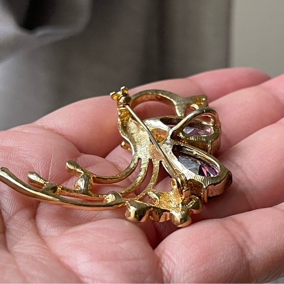 Peacock Bird Purple Swarovski Elements Crystal PENDANT BROOCH ONLY - Picture 5 of 10